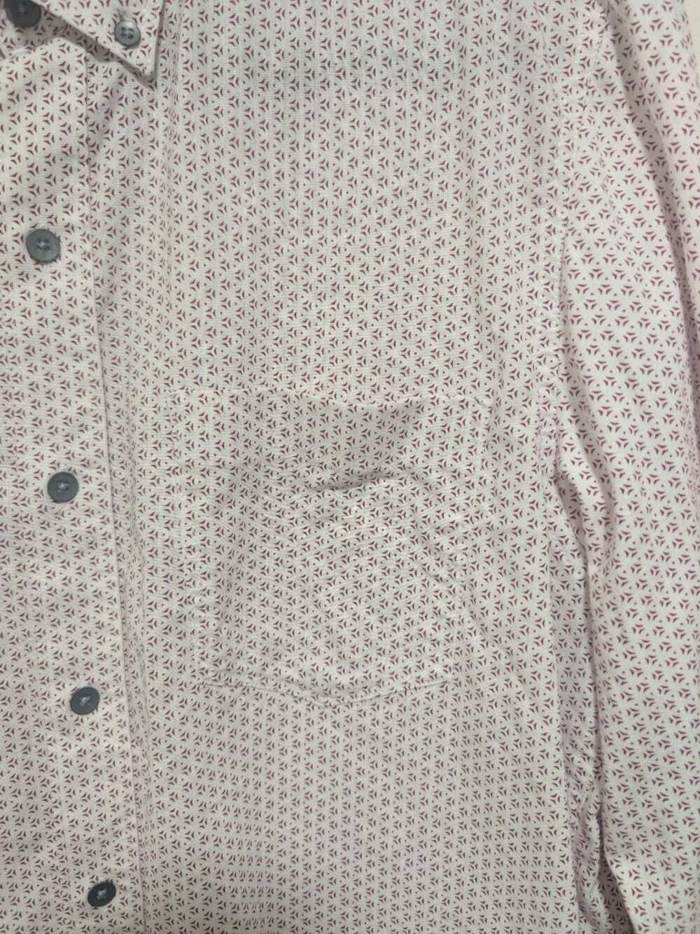 WRK | The Reworked Slim Fit Button Down In White/Burgundy Geometric - Picture 10 of 12